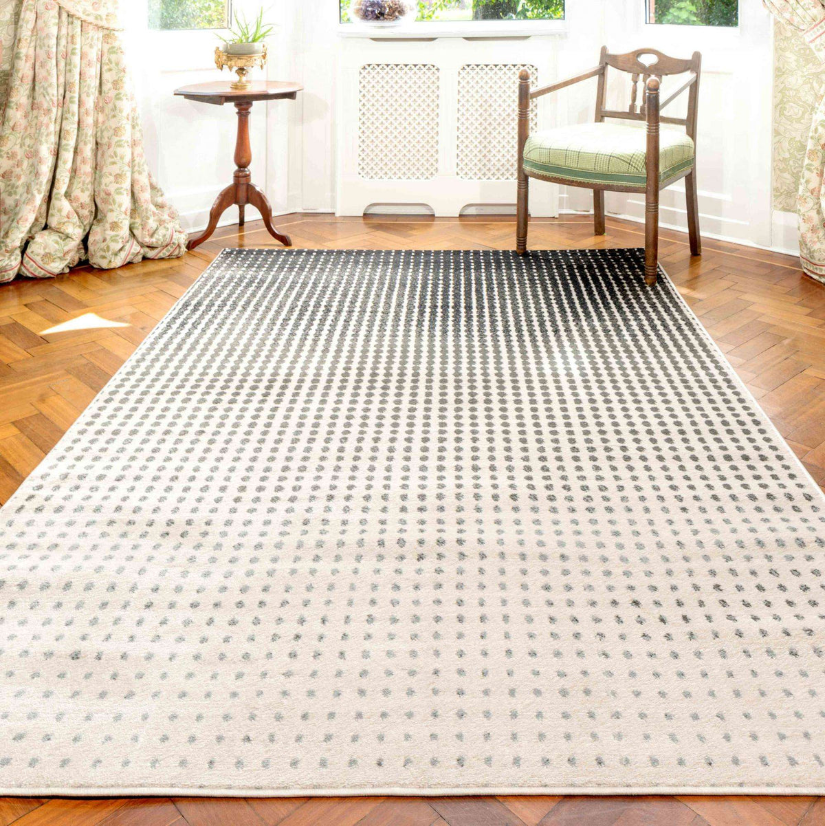 Modern Grey Spotted Ombre Effect Living Room Rug