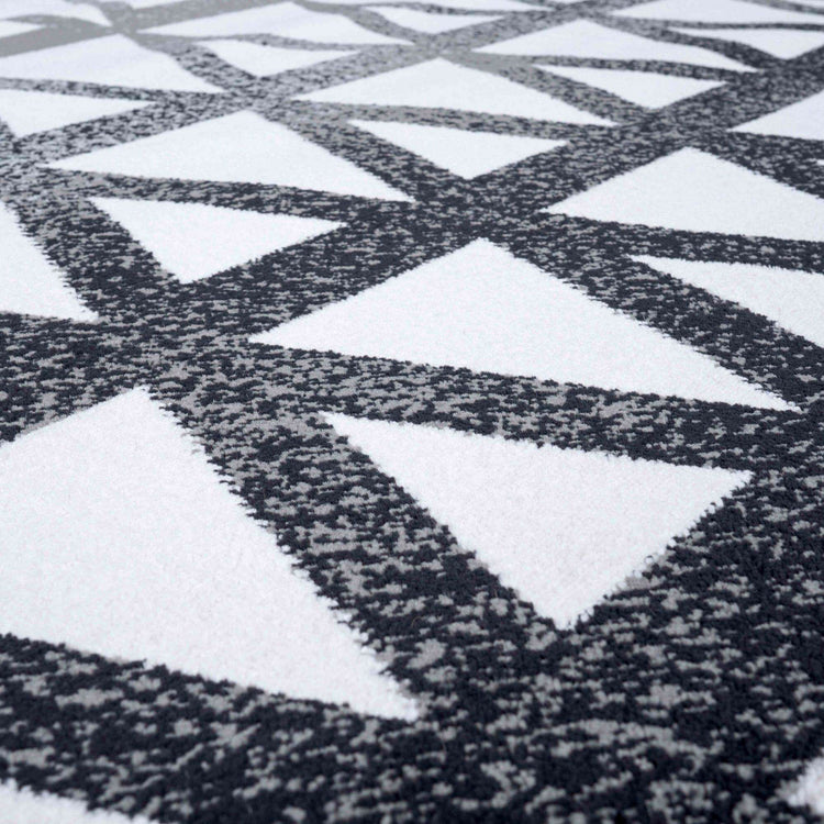 Modern Grey Geometric Triangle Living Room Rug