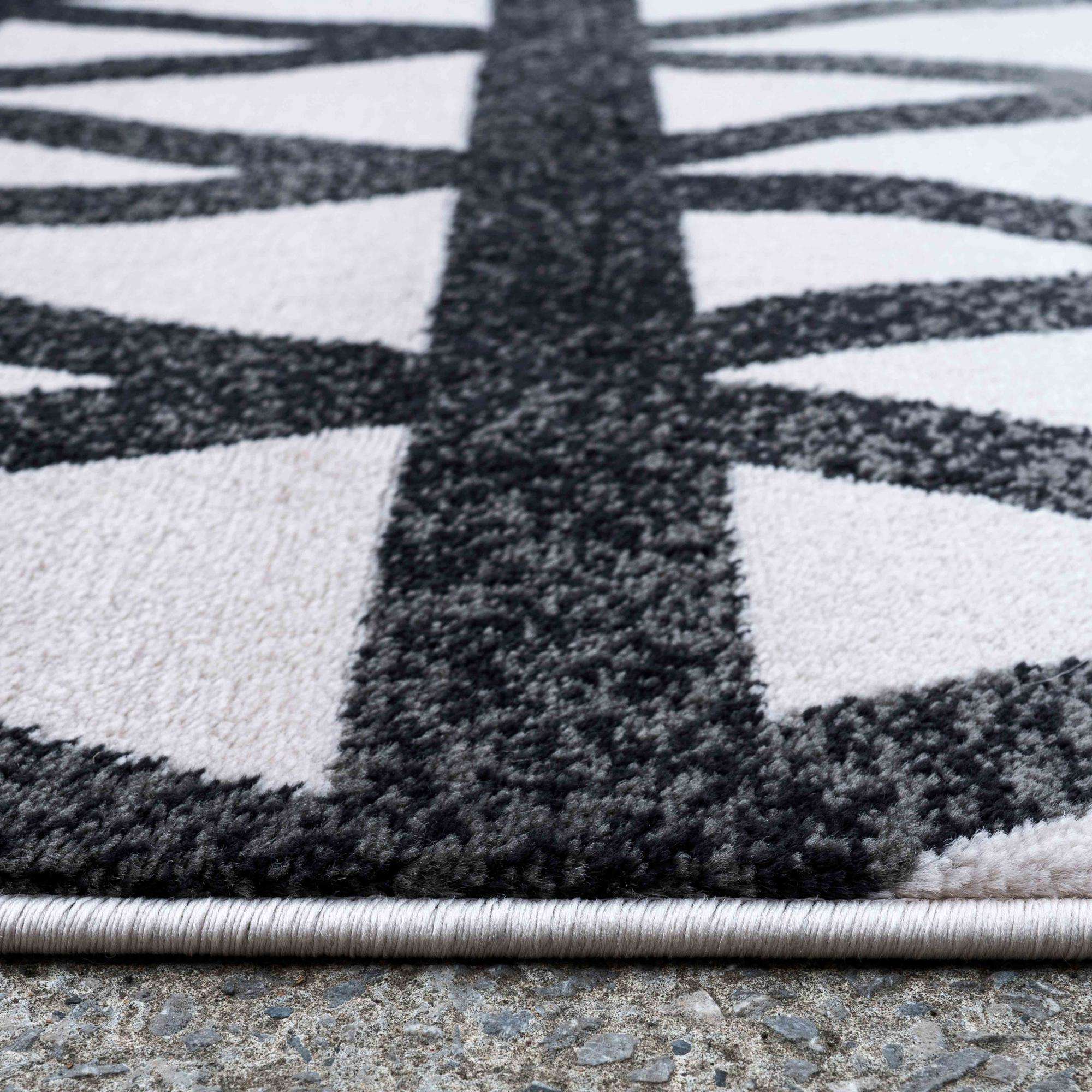 Modern Grey Geometric Triangle Living Room Rug