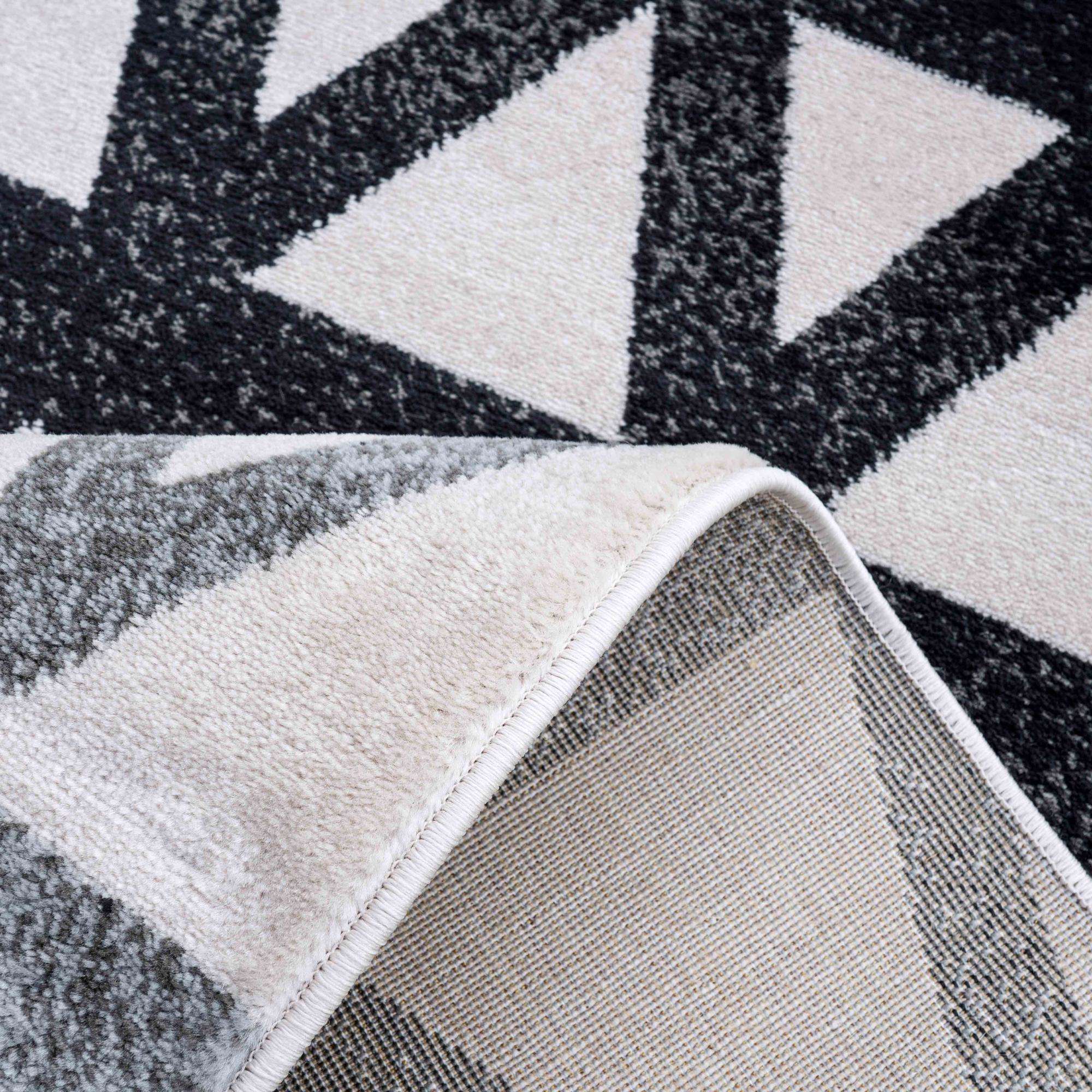 Modern Grey Geometric Triangle Living Room Rug