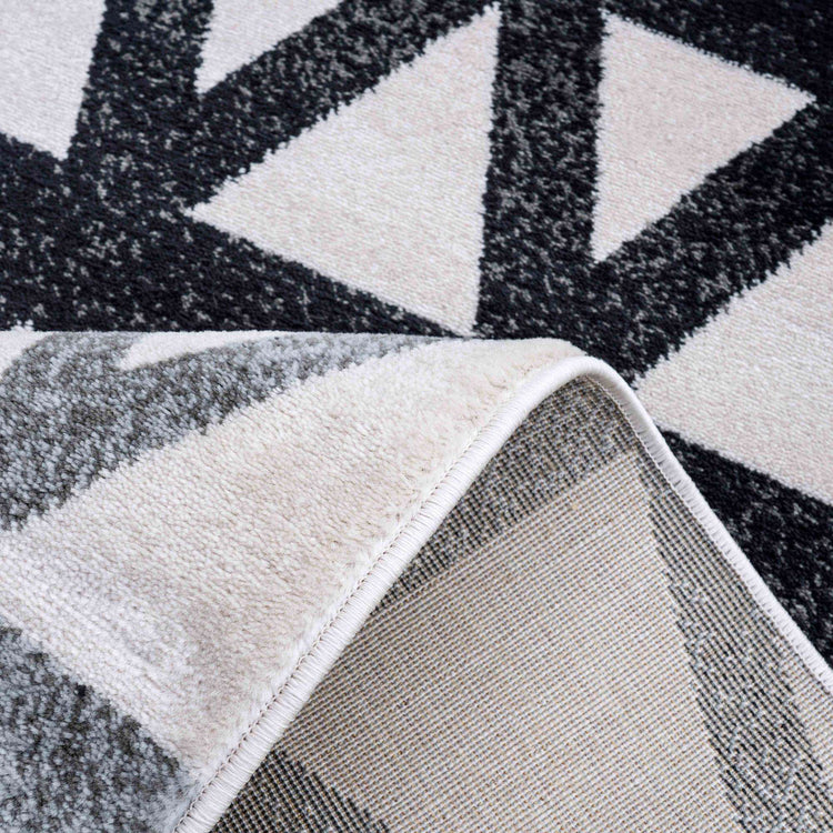 Modern Grey Geometric Triangle Living Room Rug