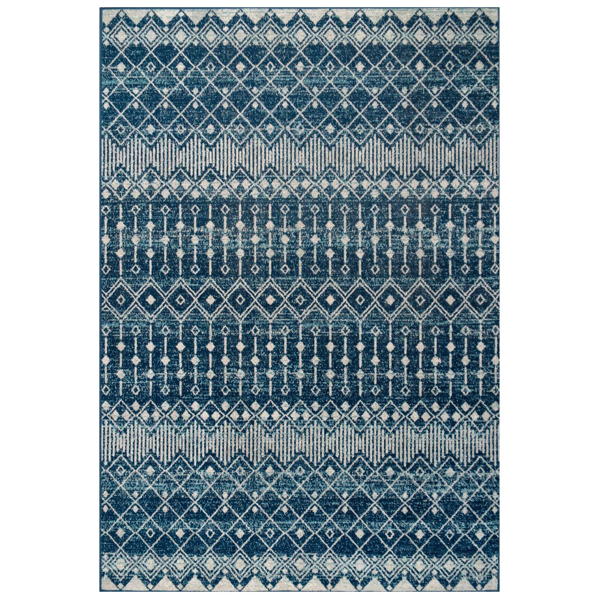 Blue Moroccan Tile Living Room Rug