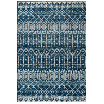 Blue Moroccan Tile Living Room Rug