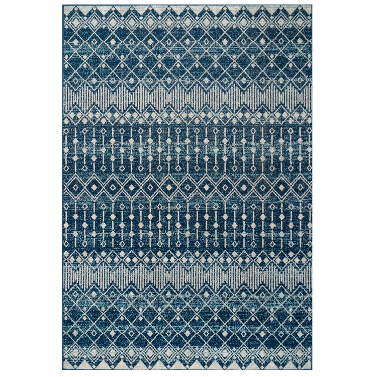 Blue Moroccan Tile Living Room Rug