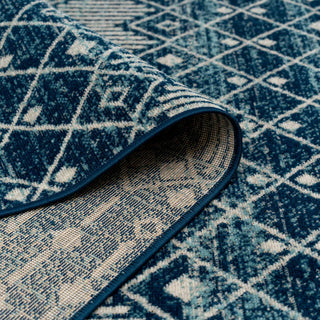 Blue Moroccan Tile Living Room Rug