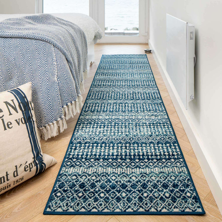 Blue Moroccan Tile Living Room Rug