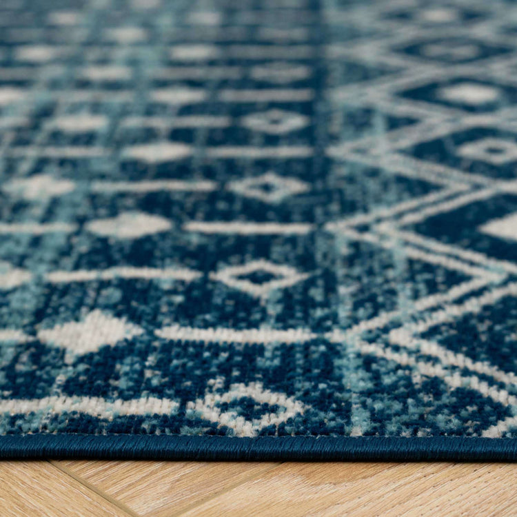 Blue Moroccan Tile Living Room Rug