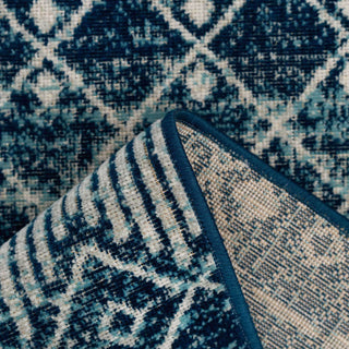 Blue Moroccan Tile Living Room Rug