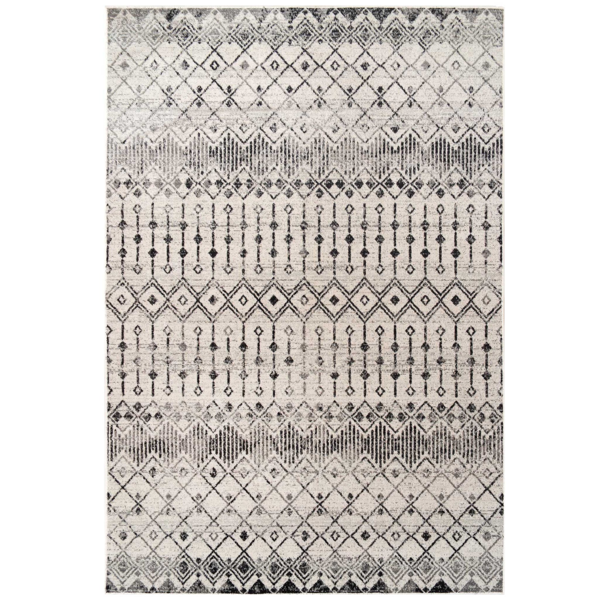 Grey Moroccan Tile Living Room Rug