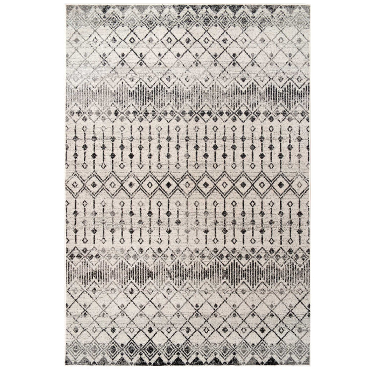 Grey Moroccan Tile Living Room Rug