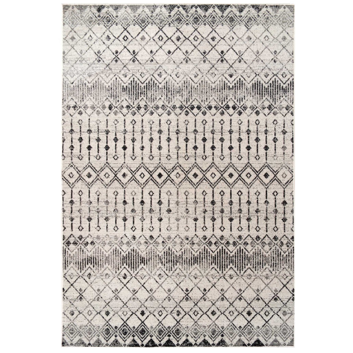 Grey Moroccan Tile Living Room Rug
