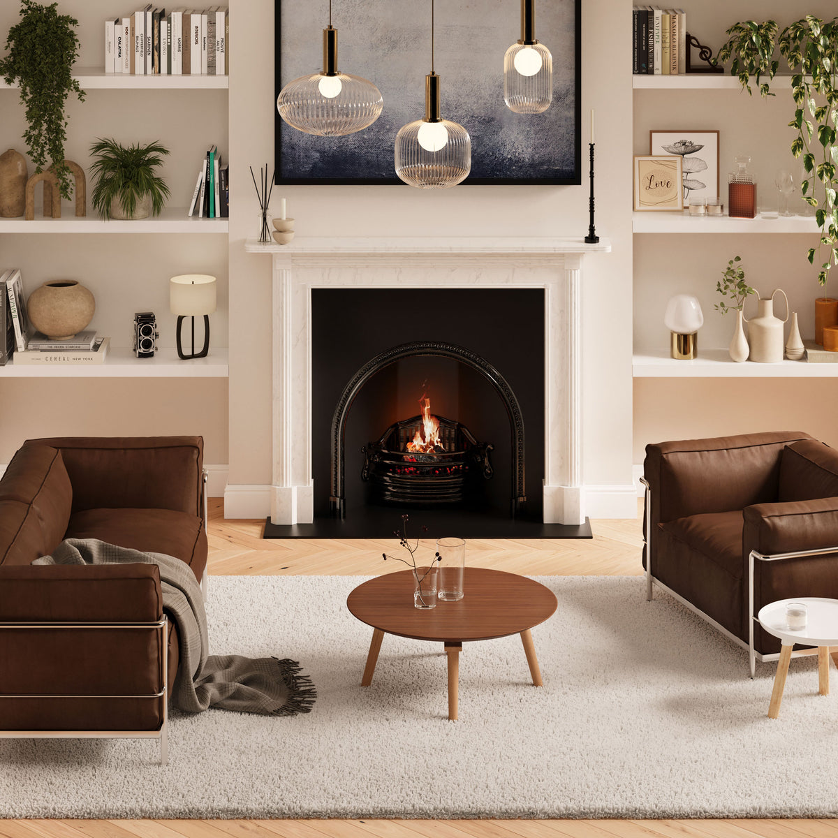 Premium Cream Shaggy Rug - Lace