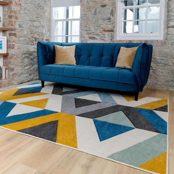 Multicolour Woven Geometric Area Rug