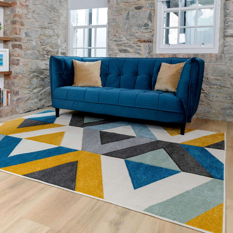 Multicolour Woven Geometric Area Rug