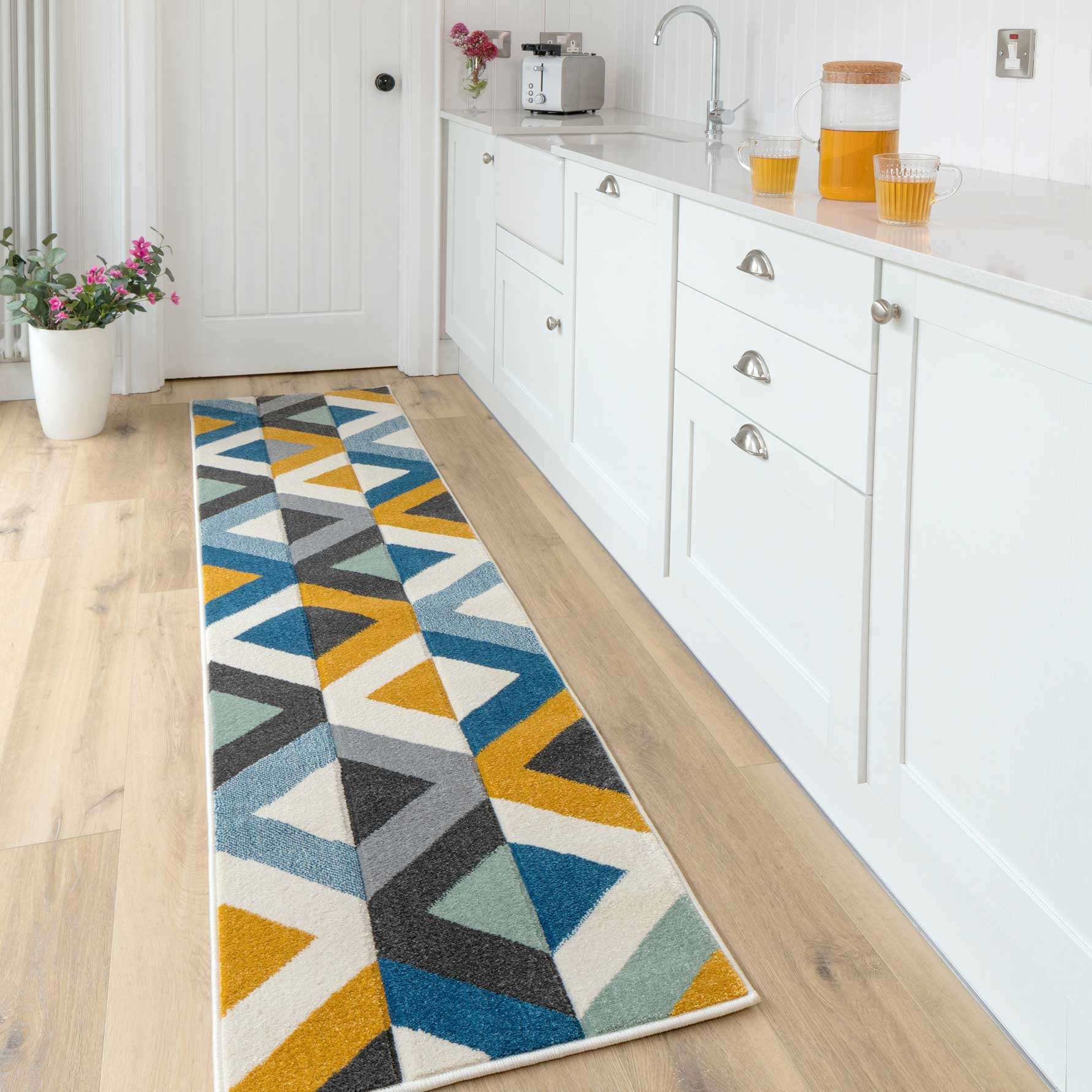 Multicolour Woven Geometric Area Rug