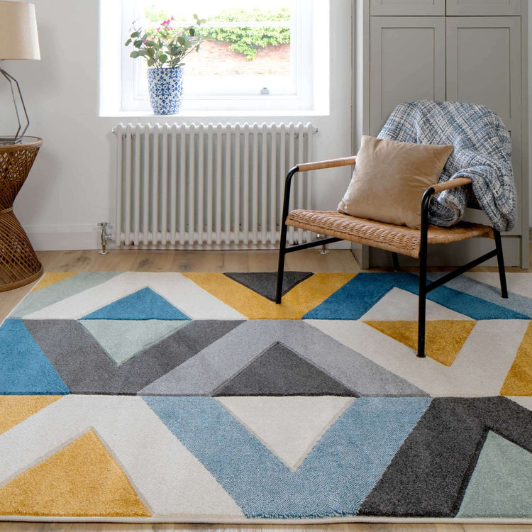 Multicolour Woven Geometric Area Rug