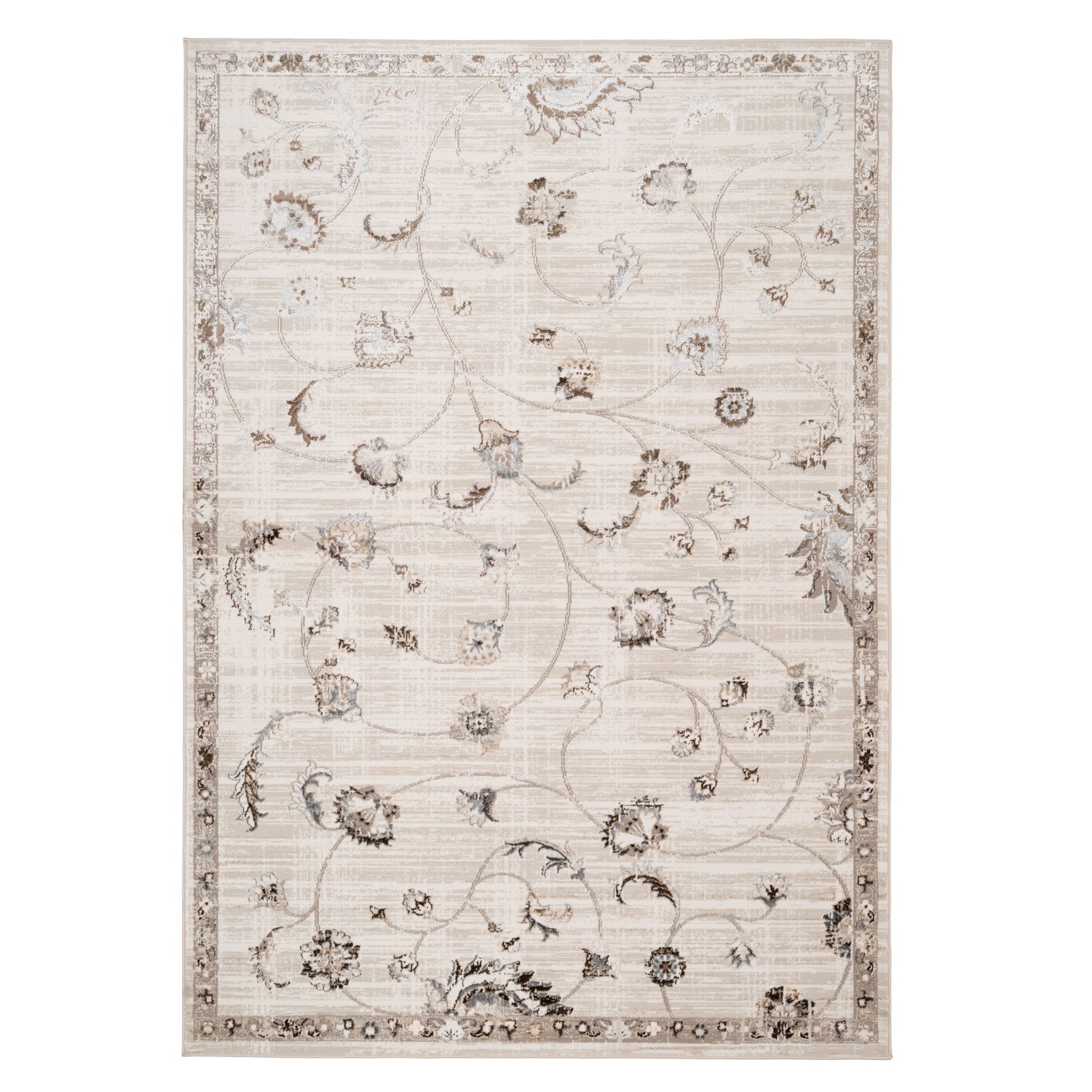 Beige Floral Vine Rug - Lata | Living Room Rugs | Kukoon Rugs Online