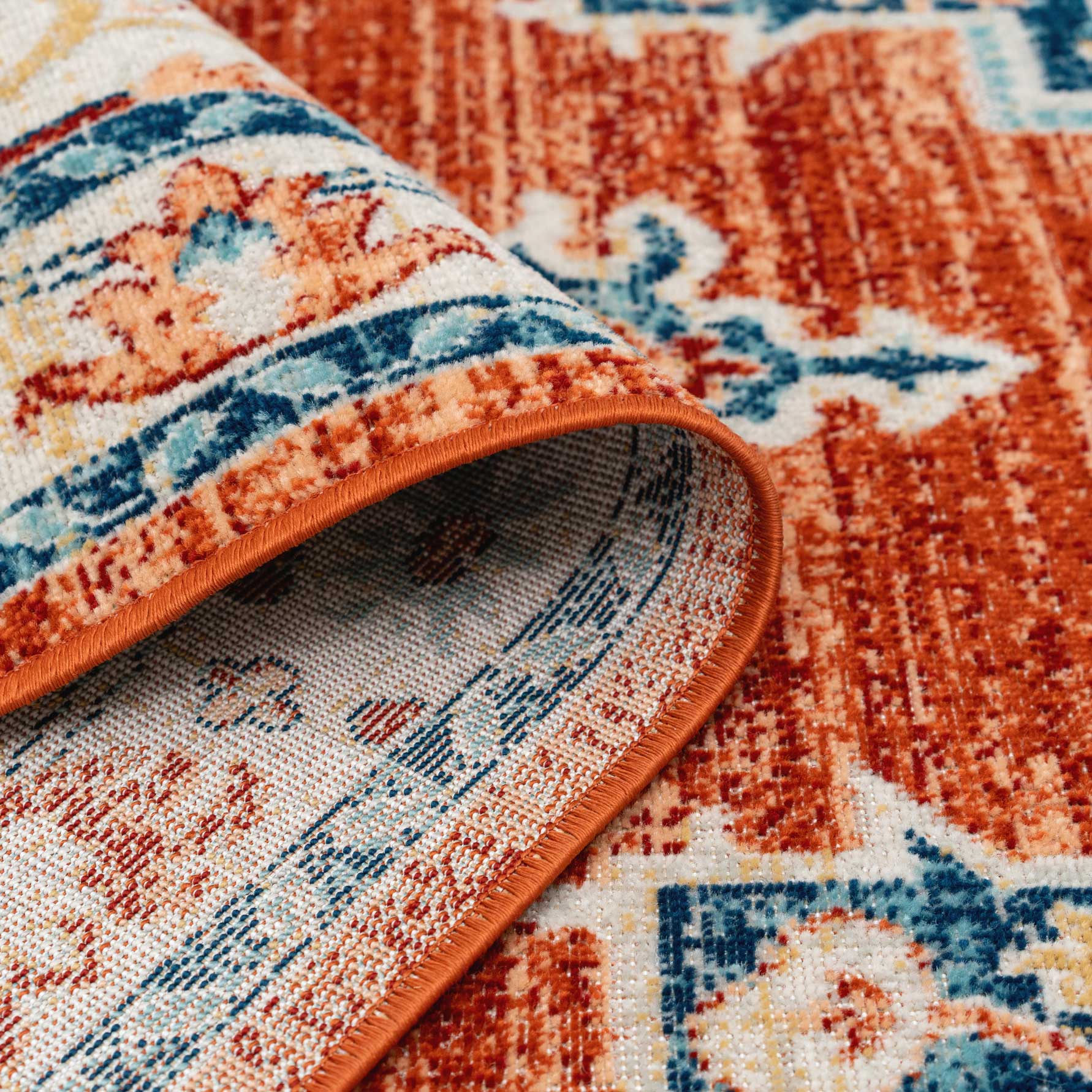 Terracotta Orange Oriental Area Rug - Antik