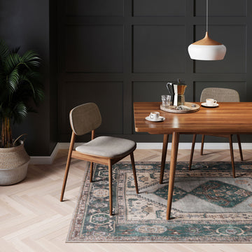 Flatwoven Washable Green Bordered Area Rug - Anton