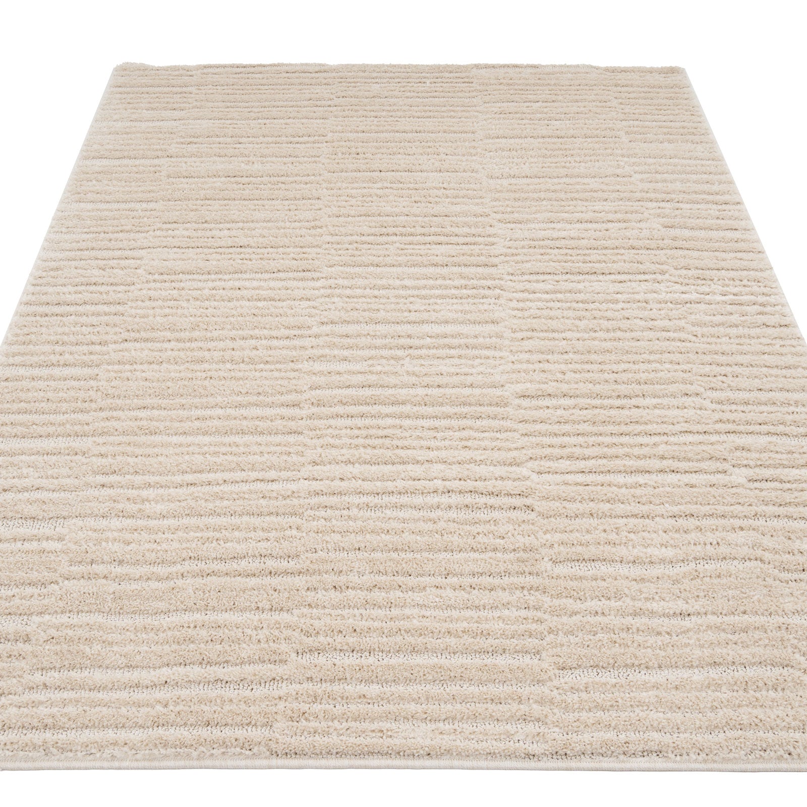 Line Rug All White Warm White Linear Area Rug - Bowie | Living Room Rugs | Kukoon Rugs Online