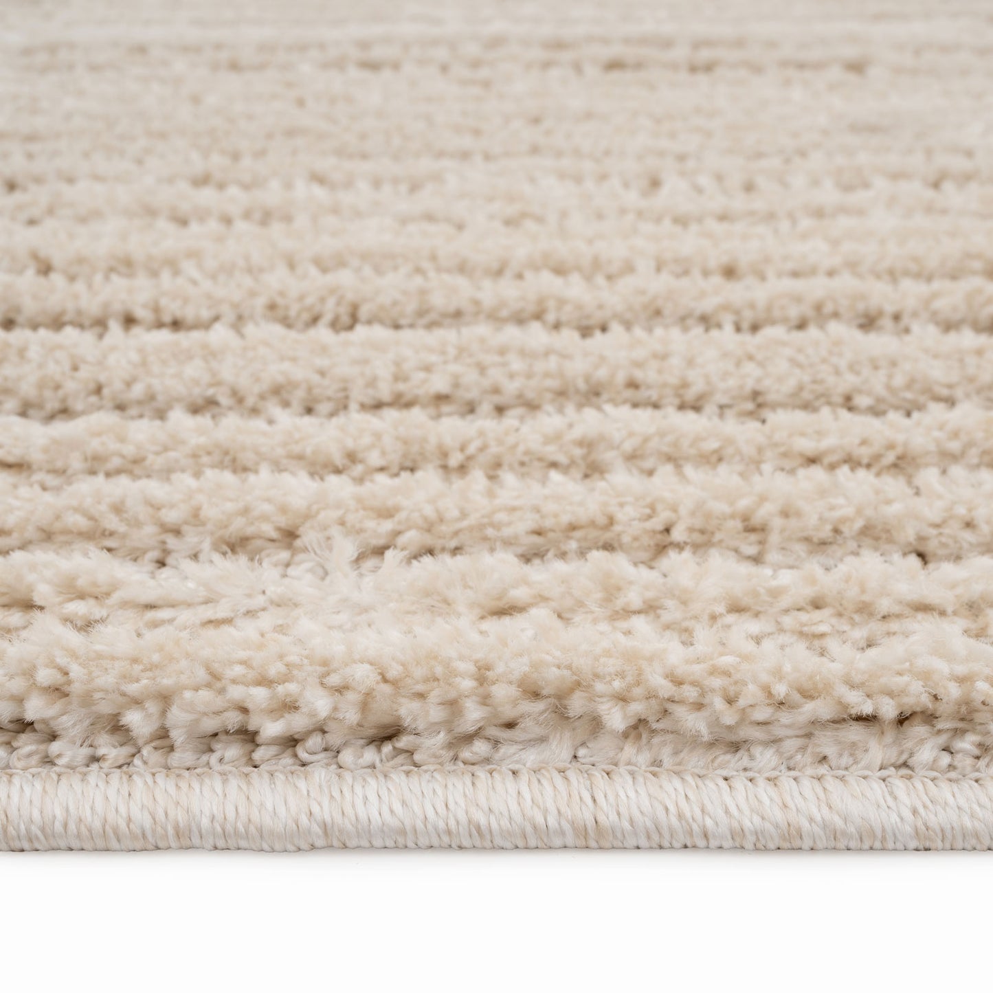 Line Rug All White Warm White Linear Area Rug - Bowie | Living Room Rugs | Kukoon Rugs Online