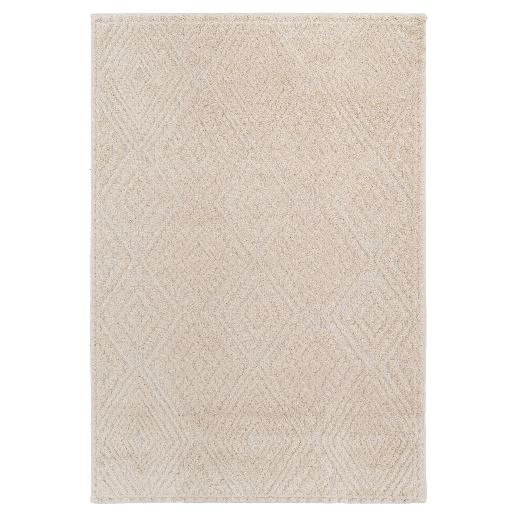 Warm White Tufted Diamond Rug - Elino
