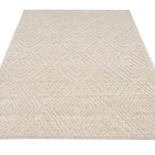 Warm White Tufted Diamond Rug - Elino