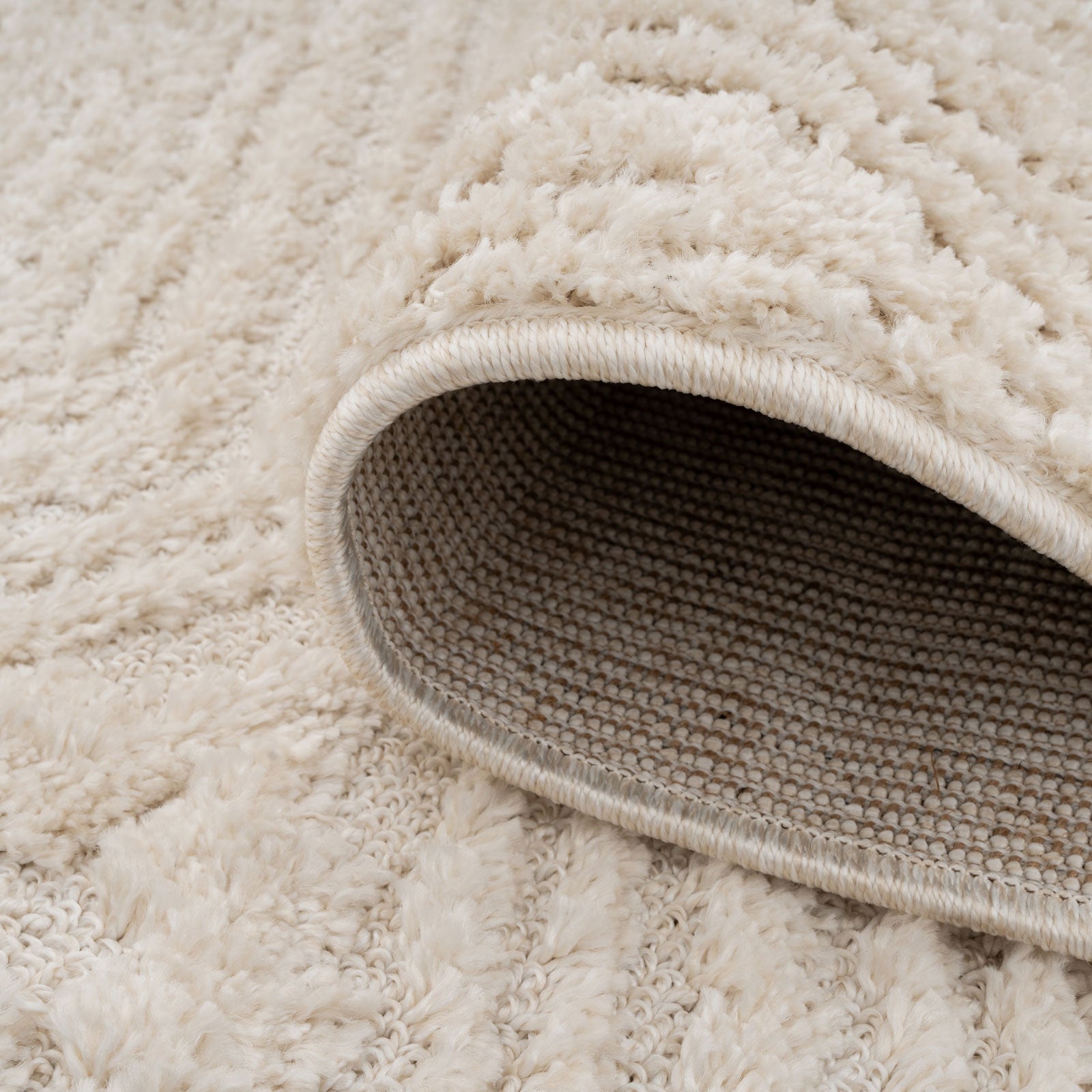 Warm White Tufted Diamond Rug - Elino