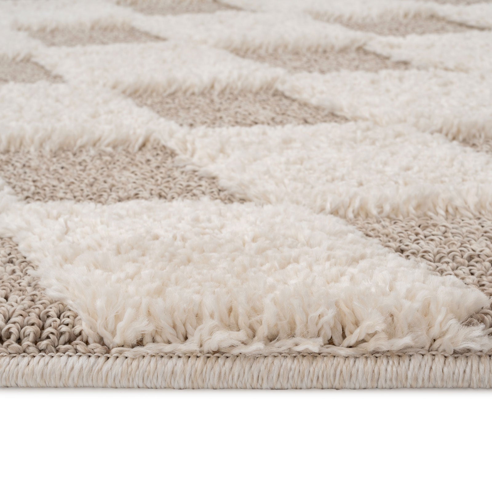 Beige White Rhombic Rug - Reva | Living Room Rugs | Kukoon Rugs Online