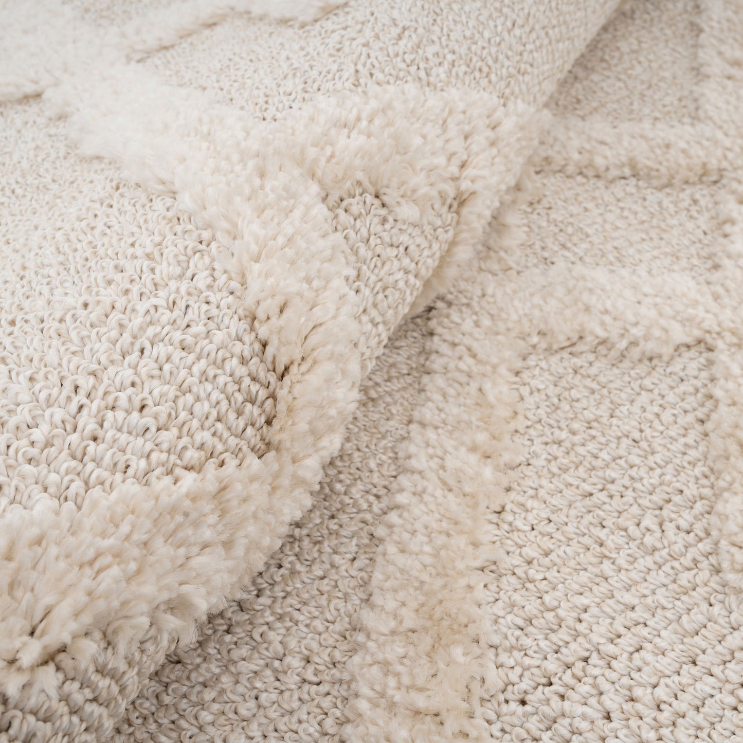 Interlocking Two Rugs Warm White Interlocking Rug - Sade | Living Room Rugs | Kukoon Rugs Online