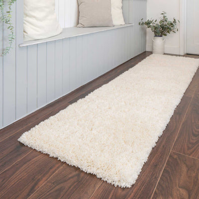 Super Soft Luxury Cream White Shaggy Runner Rug