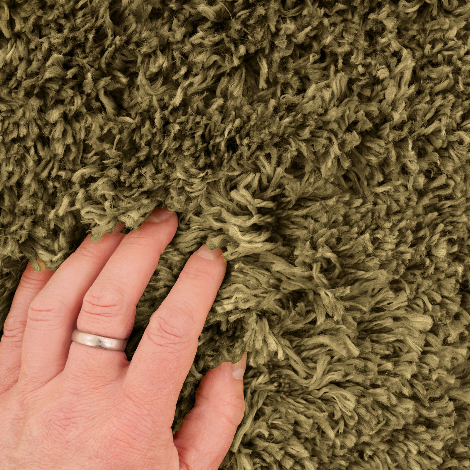 Soft Everyday Olive Green Shaggy Rug