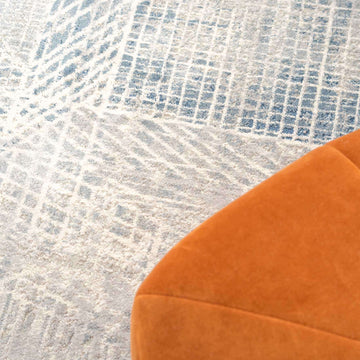 Modern Blue Distressed Abstract Living Room Rug