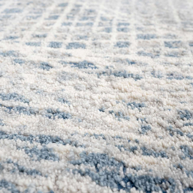 Modern Blue Distressed Abstract Living Room Rug