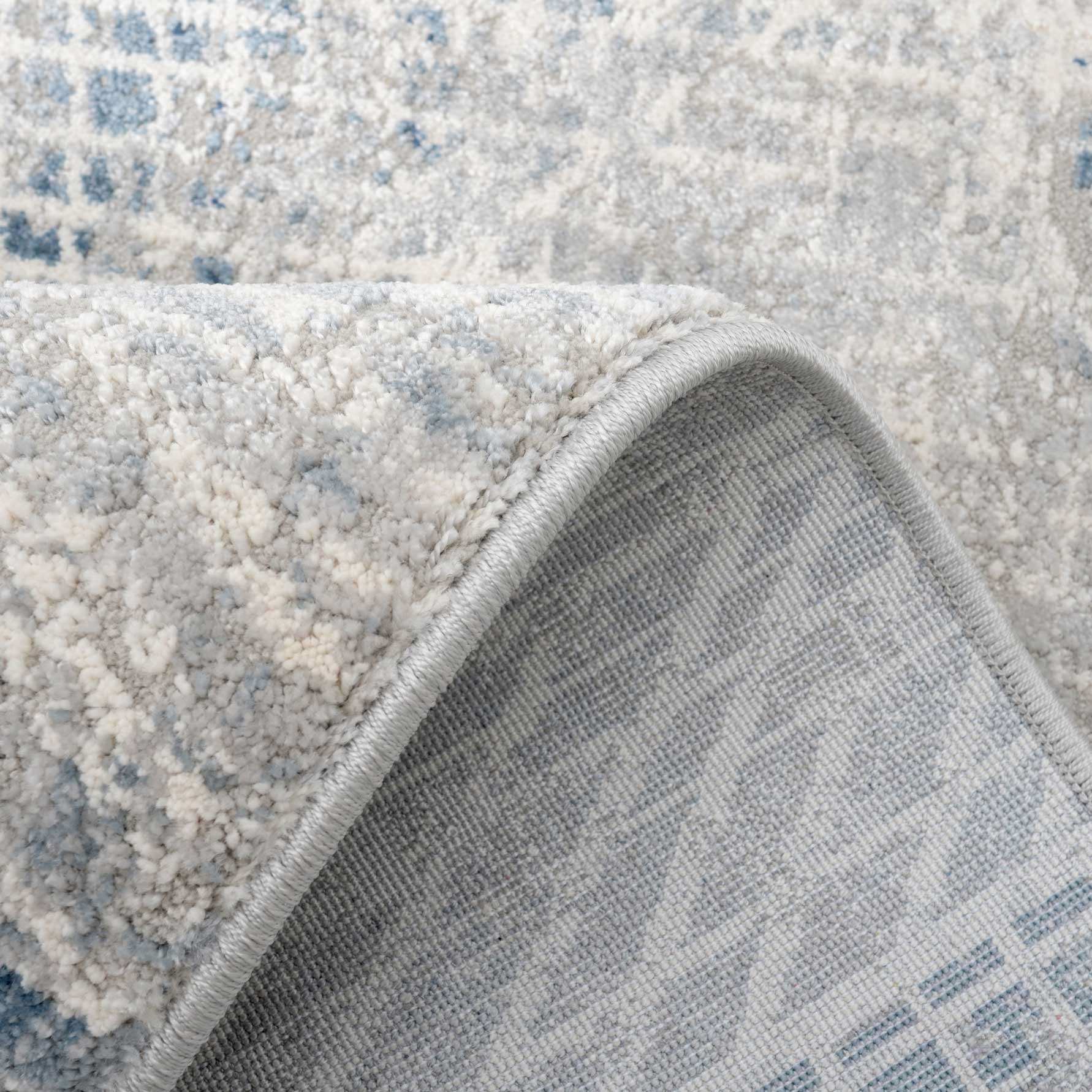 Modern Blue Distressed Abstract Living Room Rug