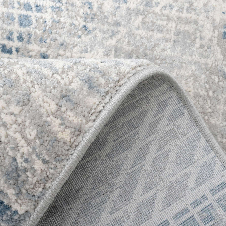 Modern Blue Distressed Abstract Living Room Rug