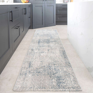 Modern Blue Distressed Abstract Living Room Rug