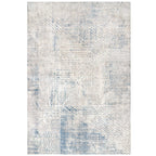 Modern Blue Distressed Abstract Living Room Rug