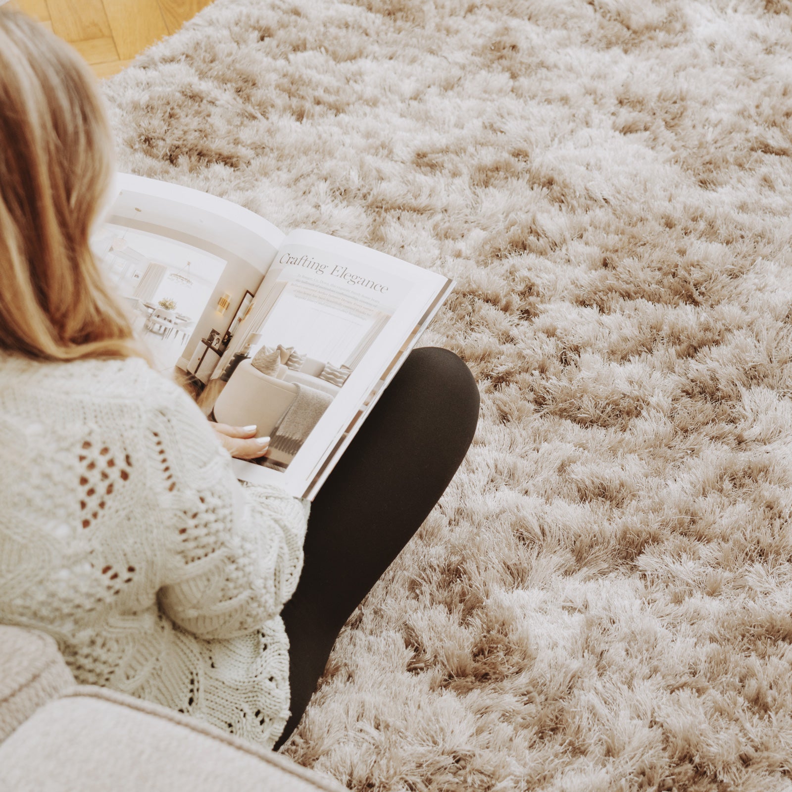 Plush Soft Greige Shaggy Rug - Zia | Shaggy Rugs | Kukoon Rugs Online