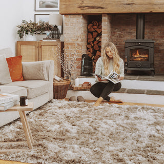 Plush Soft Greige Shaggy Rug - Zia