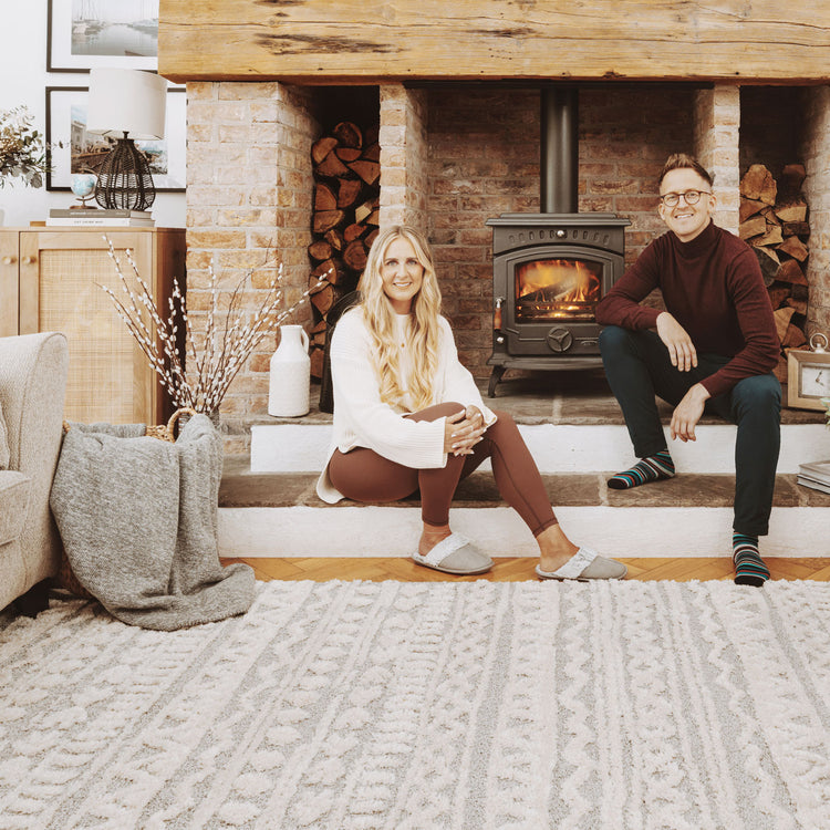 Grey Cream Aztec Rug - Ashbee | Living Room Rugs | Kukoon Rugs Online