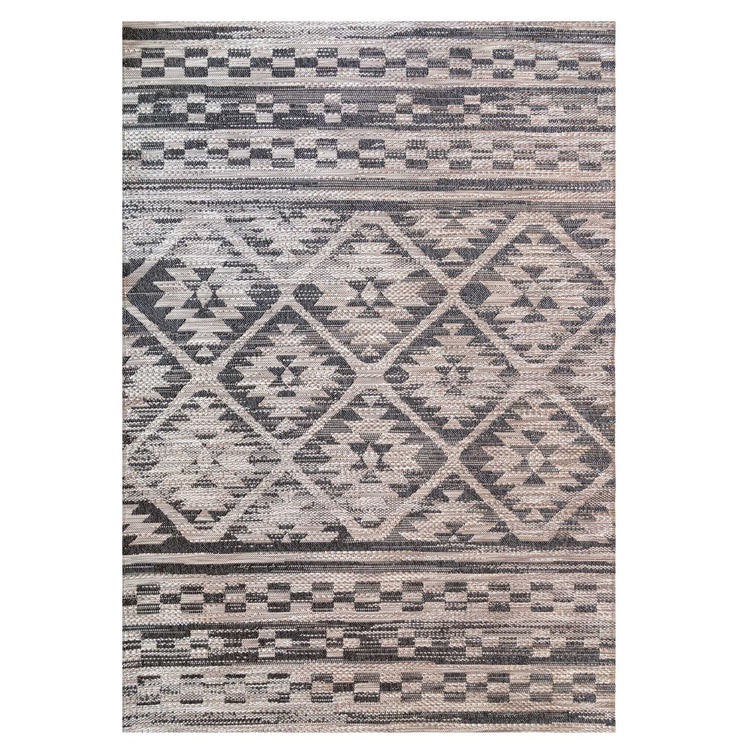 Grey Aztec Textured Flatweave Area Rug