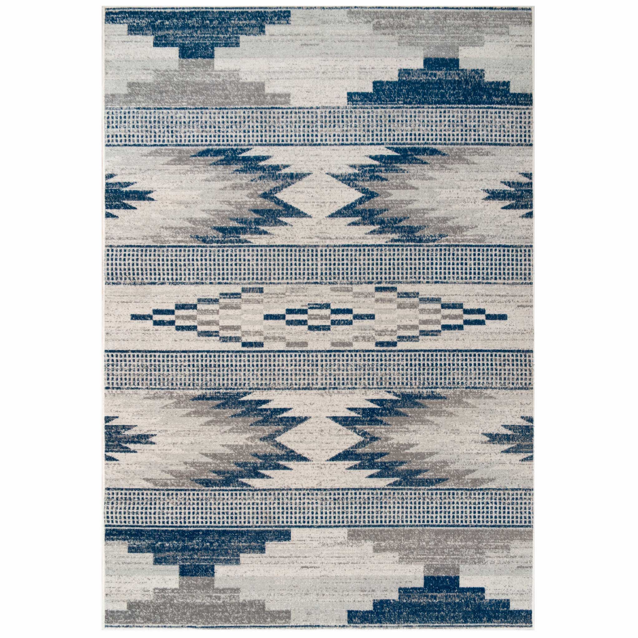 Grey Navy Aztec Living Room Rug | Living Room Rugs | Kukoon Rugs Online