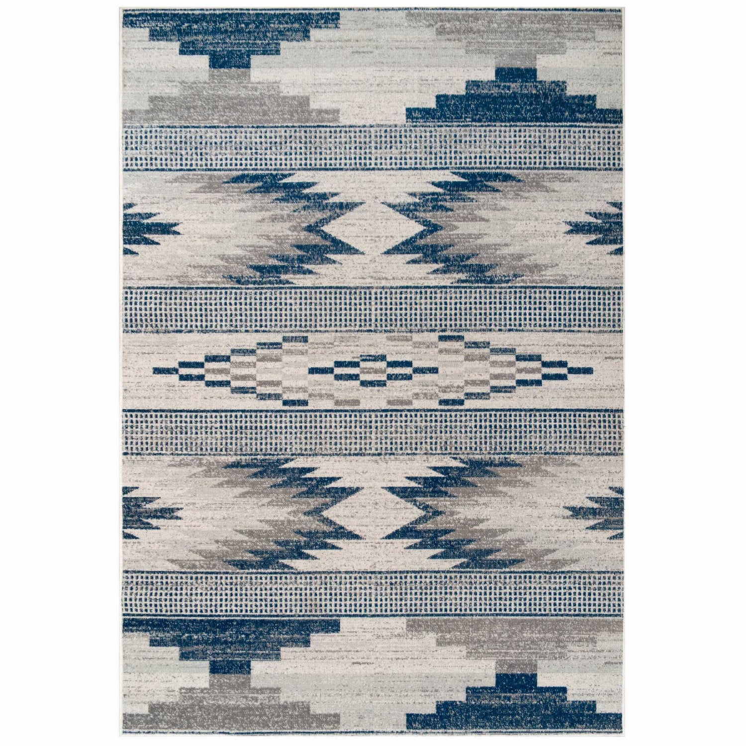 Grey Navy Aztec Living Room Rug | Living Room Rugs | Kukoon Rugs Online