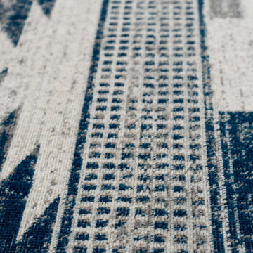 Grey Navy Aztec Living Room Rug