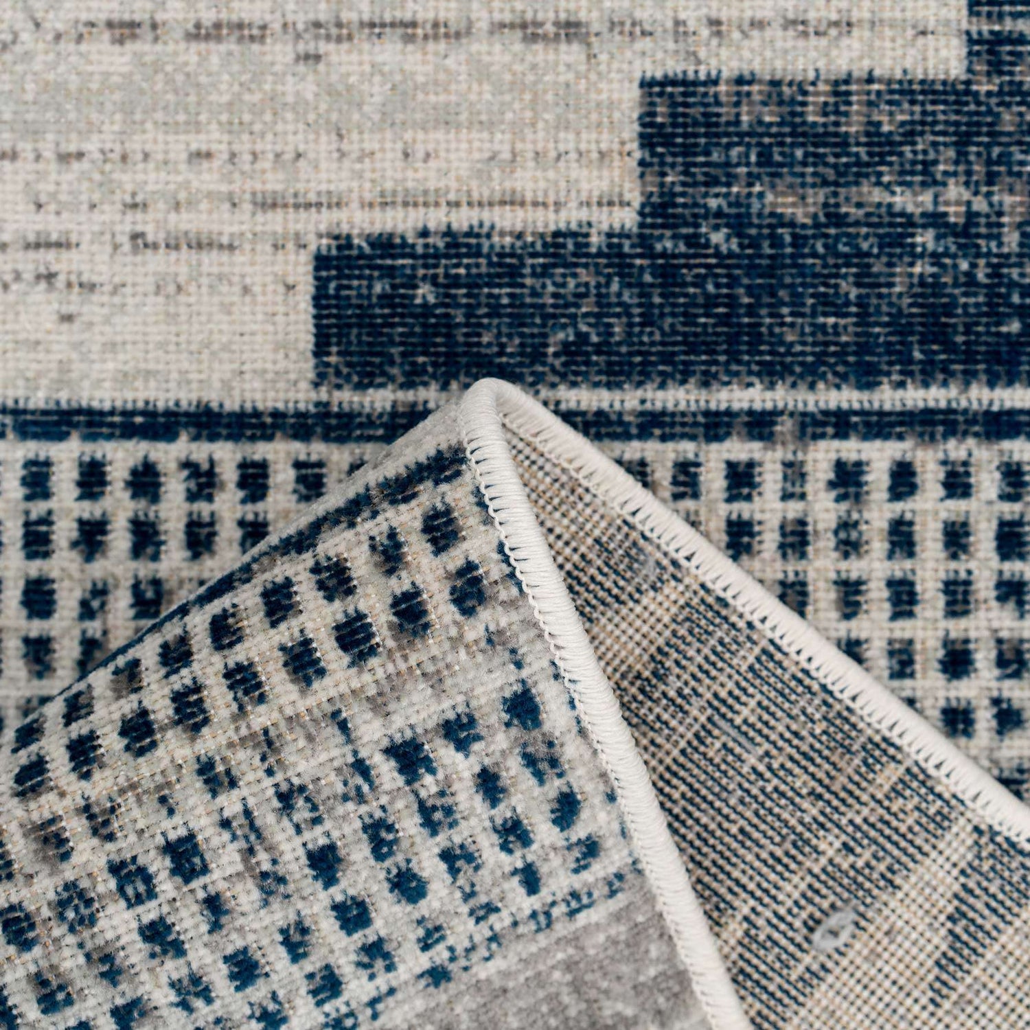Grey Navy Aztec Living Room Rug | Living Room Rugs | Kukoon Rugs Online