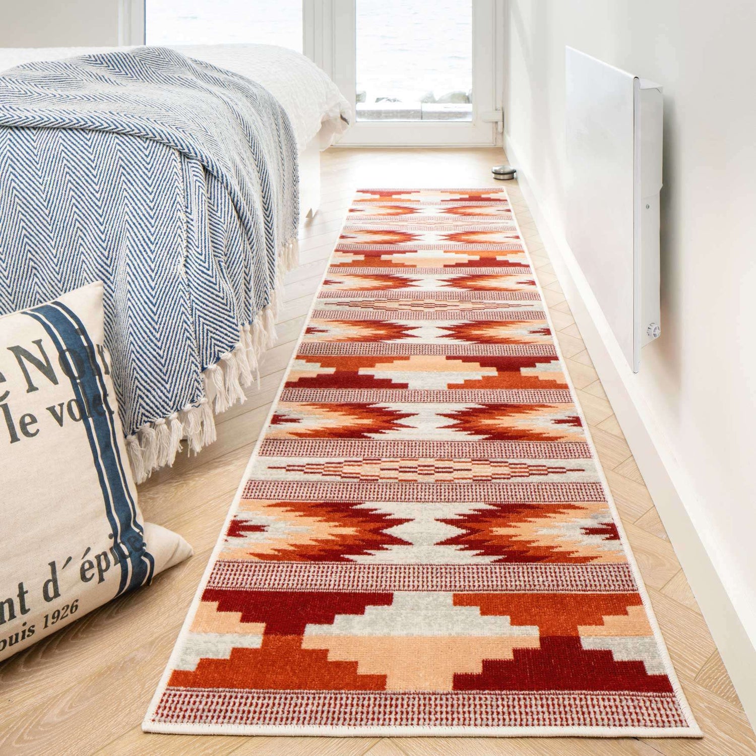 Burnt Orange Aztec Living Room Rug