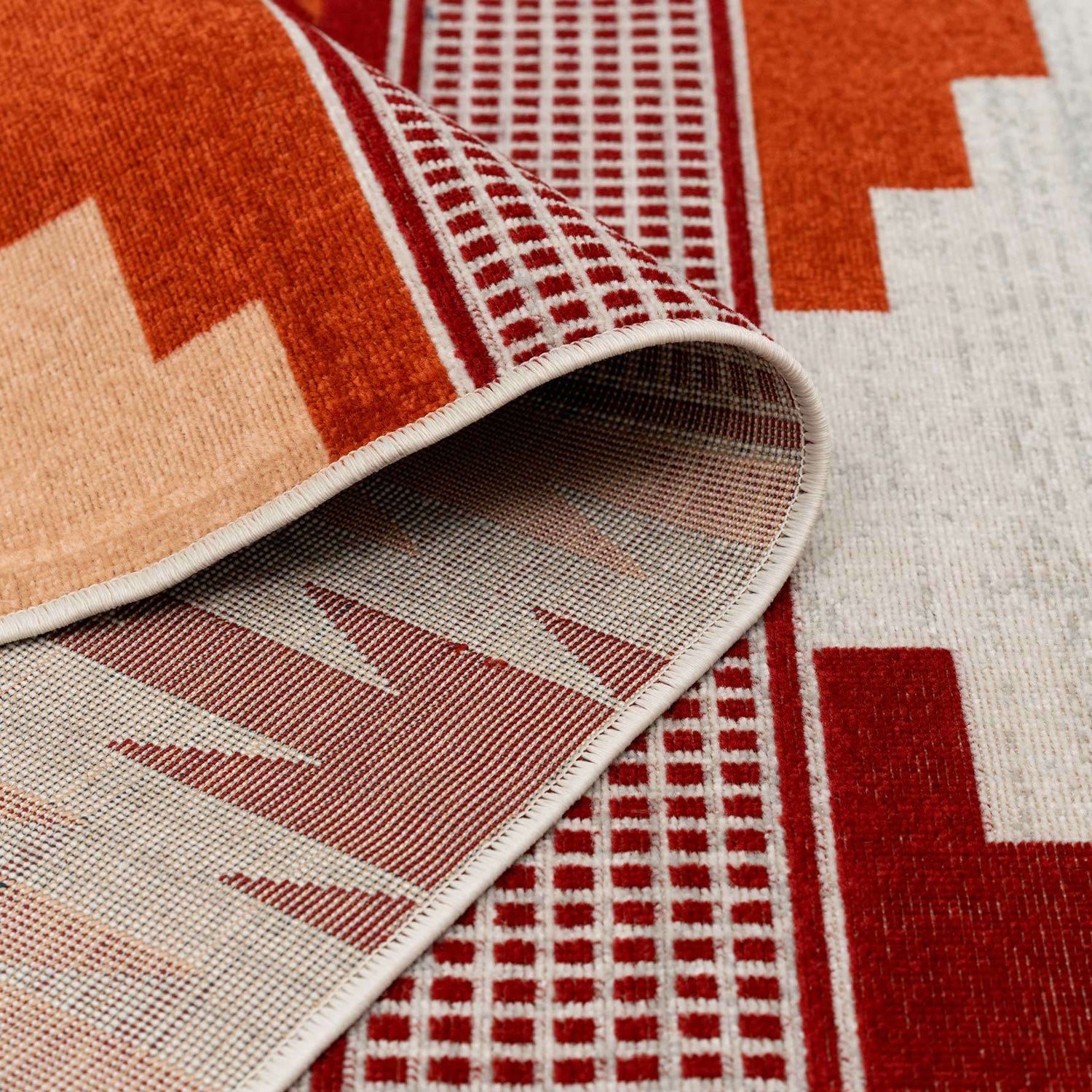 Burnt Orange Aztec Living Room Rug