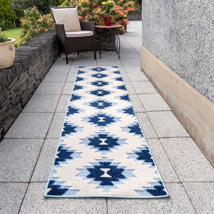 Light Blue Aztec Outdoor Area Rug