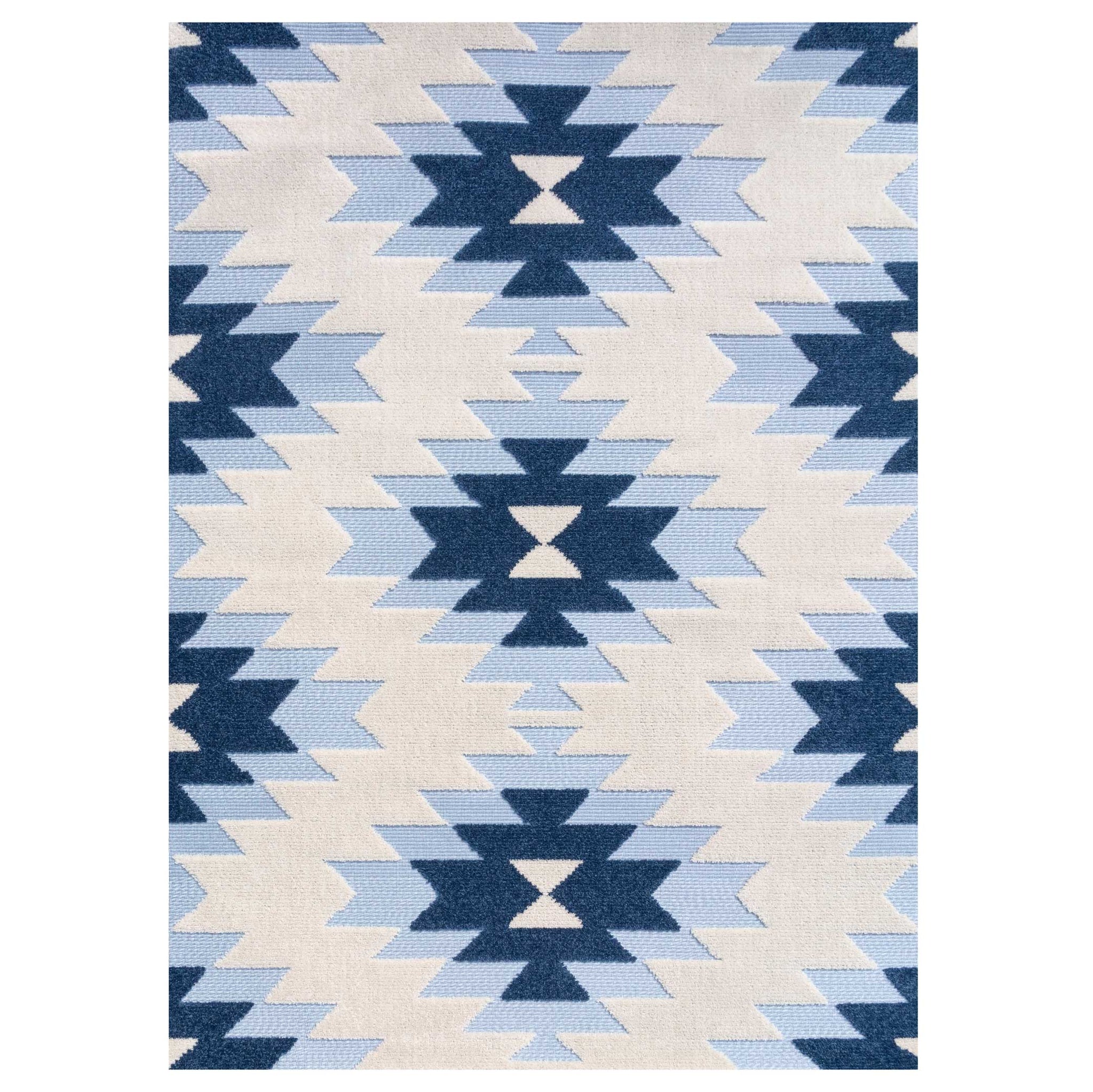 Light Blue Aztec Outdoor Area Rug